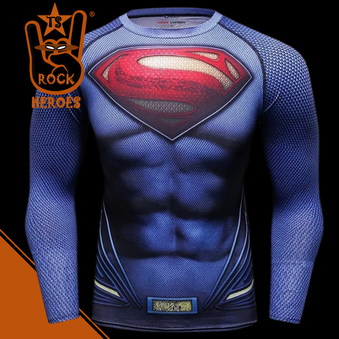 Camisa Compressão Superman Liga Da Justiça Bike Mma Corrida