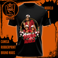 Kit Rubberprint Bruno Mars 3 Camisas Adulto 100% Algodão com Estampa em Alta Definição