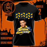 Kit Rubberprint Bruno Mars 3 Camisas Adulto 100% Algodão com Estampa em Alta Definição