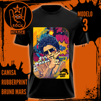 Kit Rubberprint Bruno Mars 3 Camisas Adulto 100% Algodão com Estampa em Alta Definição