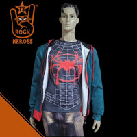 Kit Casaco e Camisa Homem Aranha no Aranhaverso Miles Morales Adulto Manga Longa