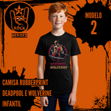 Coleção Rubberprint Deadpool & Wolverine Camisa Infantil 100% Algodão com Estampa em Alta Definição