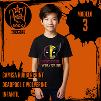 Coleção Rubberprint Deadpool & Wolverine Camisa Infantil 100% Algodão com Estampa em Alta Definição