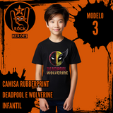 Coleção Rubberprint Deadpool & Wolverine Camisa Infantil 100% Algodão com Estampa em Alta Definição