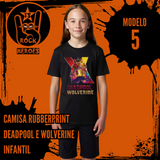 Coleção Rubberprint Deadpool & Wolverine Camisa Infantil 100% Algodão com Estampa em Alta Definição