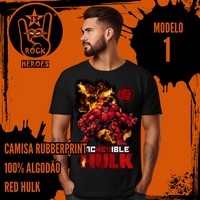 Kit Rubberprint Red Hulk 2 Camisas Adulto 100% Algodão com Estampa em Alta Definição