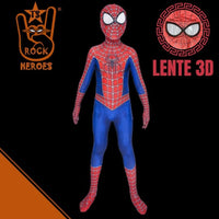 Fantasia Homem Aranha Traje Clássico Cosplay Infantil com Lente 3D