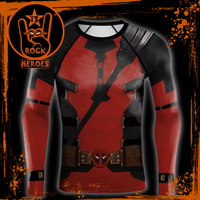 Camisa de Compressão Deadpool Masculina Manga Longa Rashguard Long Board Elastano