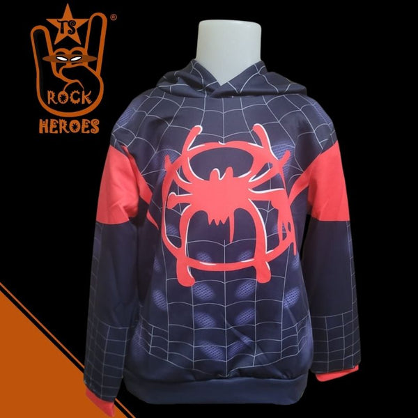 Casaco Infantil Aranhaverso Homem Aranha Miles Morales com Capuz