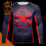 Camisa de Compressão Homem Aranha Miles Morales Aranhaverso 2 Rashguard Elastano Manga Longa