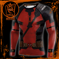 Camisa de Compressão Deadpool Masculina Manga Longa Rashguard Long Board Elastano