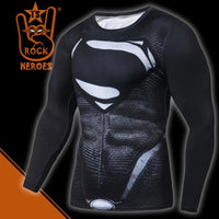 Camisa de Compressão Superman Black Manga Longa Rashguard Elastano