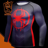 Camisa de Compressão Homem Aranha Miles Morales Aranhaverso 2 Rashguard Elastano Manga Longa