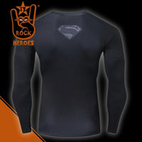 Camisa de Compressão Superman Black Manga Longa Rashguard Elastano