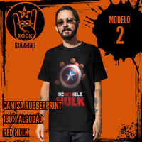 Kit Rubberprint Red Hulk 2 Camisas Adulto 100% Algodão com Estampa em Alta Definição