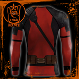 Camisa de Compressão Deadpool Masculina Manga Longa Rashguard Long Board Elastano