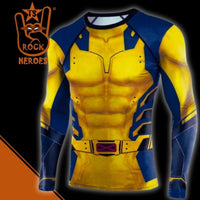 Camisa de Compressão Wolverine Rashguard Elastano Longboard Manga Longa Filme Deadpool