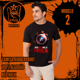 Kit Rubberprint Red Hulk 2 Camisas Adulto 100% Algodão com Estampa em Alta Definição