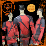 Camisa de Compressão Deadpool Masculina Manga Longa Rashguard Long Board Elastano