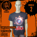 Kit Rubberprint Red Hulk 2 Camisas Adulto 100% Algodão com Estampa em Alta Definição