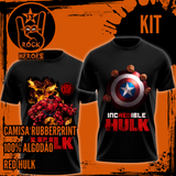 Kit Rubberprint Red Hulk 2 Camisas Adulto 100% Algodão com Estampa em Alta Definição