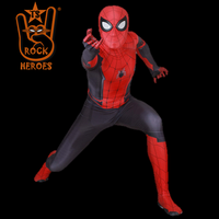 Cosplay Homem Aranha Longe de Casa Modelo Slim com Visor Espelhado Adulto Bodysuit