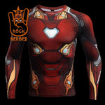 Camisa de Compressão Homem de Ferro Vingadores Guerra Infinita Traje Mark 50 Rashguard Elastano Manga Longa