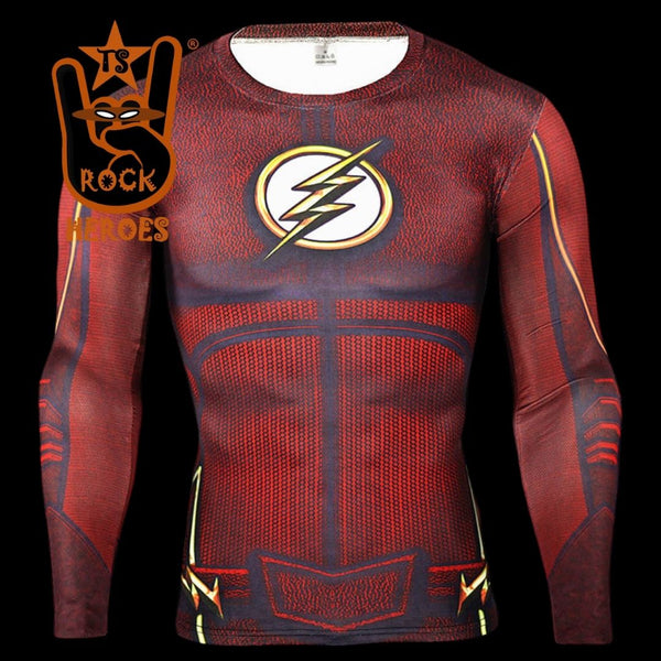 Camisa de Compressão The Flash Manga Longa Rashguard Elastano