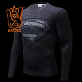 Camisa de Compressão Superman Black Manga Longa Rashguard Elastano