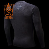 Camisa de Compressão Superman Black Manga Longa Rashguard Elastano