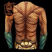 Camisa de Compressão Aquaman Clássico Masculina Rashguard Manga Longa