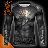 Camisa de Compressão Adão Negro Traje do Filme Manga Longa Rashguard Elastano