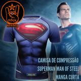 Camisa de Compressão Superman Manga Curta Rashguard Elastano