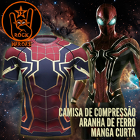 Camisa de Compressão Aranha de Ferro Vingadores Guerra Infinita Manga Curta