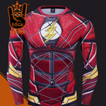 Camisa de Compressão Flash Liga da Justiça Manga Longa Rashguard Elastano