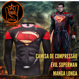 Camisa de Compressão Evil Superman Black Manga Longa Rashguard Elastano