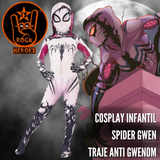 Fantasia Venon Spider Gwen Deluxe Cosplay Infantil Anti-Gwenom Bodysuit Elastano