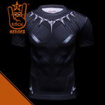 Camisa de Compressão Pantera Negra Manga Curta Rashguard Elastano