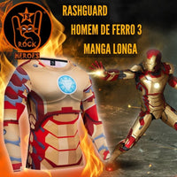 Camisa de Compressão Homem de Ferro 3 Traje Mark 42 Rashguard Elastano Manga Longa