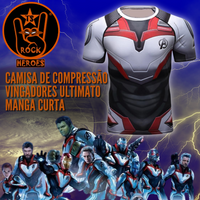 Camisa de Compressão Vingadores Ultimato Rashguard Elastano Manga Curta