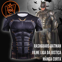 Camisa de Compressão Batman Filme Liga da Justiça Rashguard Elastano Manga Curta