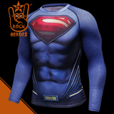 Camisa de Compressão Superman Liga da Justiça Manga Longa Rashguard Elastano