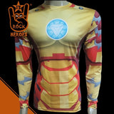 Camisa de Compressão Homem de Ferro 3 Traje Mark 42 Rashguard Elastano Manga Longa