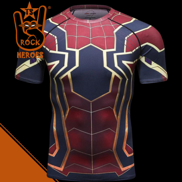 Camisa de Compressão Aranha de Ferro Vingadores Guerra Infinita Manga Curta