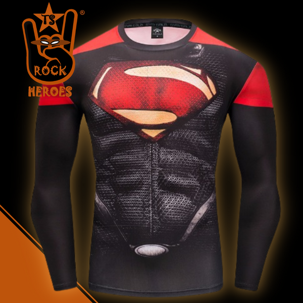Camisa Superman Black Camiseta de Compressão Blusa Rashguard Slim Fit –  Rock N' Heroes T-Shirts