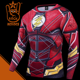 Camisa de Compressão Flash Liga da Justiça Manga Longa Rashguard Elastano