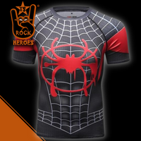 Camisa de Compressão Homem Aranha Miles Morales Rashguard Elastano Manga Curta