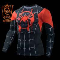 Camisa de Compressão Homem Aranha Miles Morales Rashguard Elastano Manga Longa