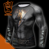 Camisa de Compressão Adão Negro Traje do Filme Manga Longa Rashguard Elastano