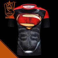 Camisa de Compressão Superman Manga Curta Rashguard Elastano